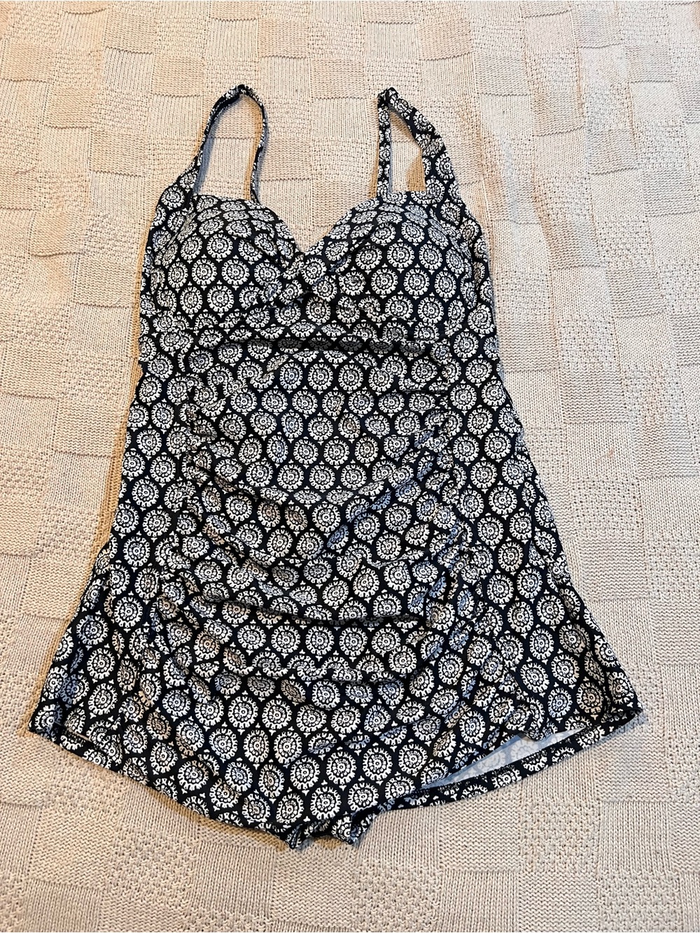 Merona Black and White Patterned Women’s Swim Dress